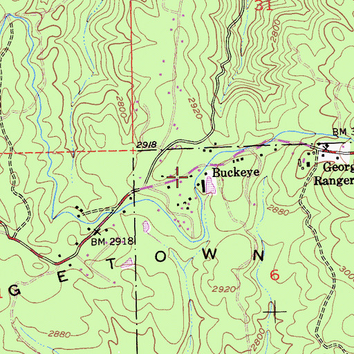 Topographic Map of Buckeye, CA