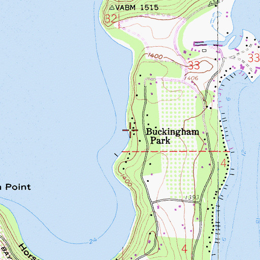 Topographic Map of Buckingham Park, CA