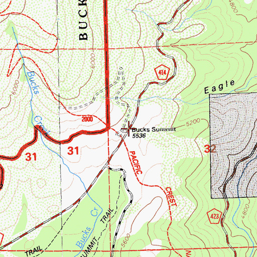 Topographic Map of Bucks Summit, CA
