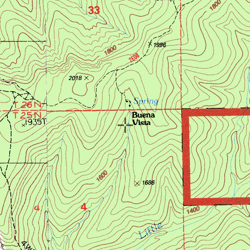 Topographic Map of Buena Vista, CA