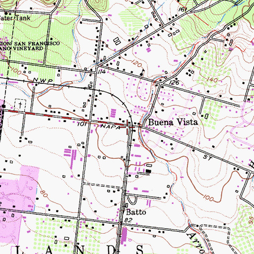 Topographic Map of Buena Vista, CA