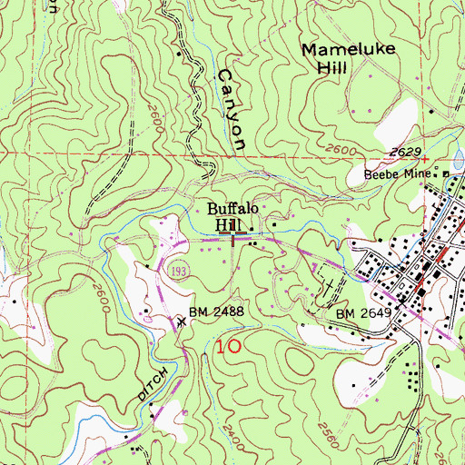 Topographic Map of Buffalo Hill, CA