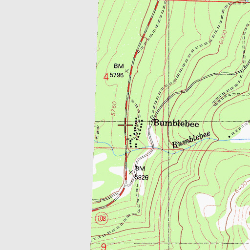 Topographic Map of Bumblebee, CA