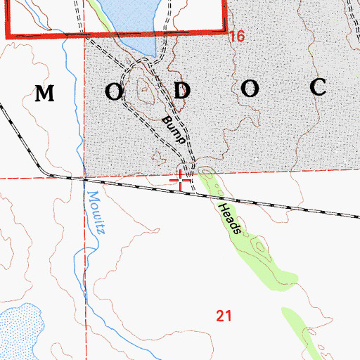 Topographic Map of Bump Heads, CA
