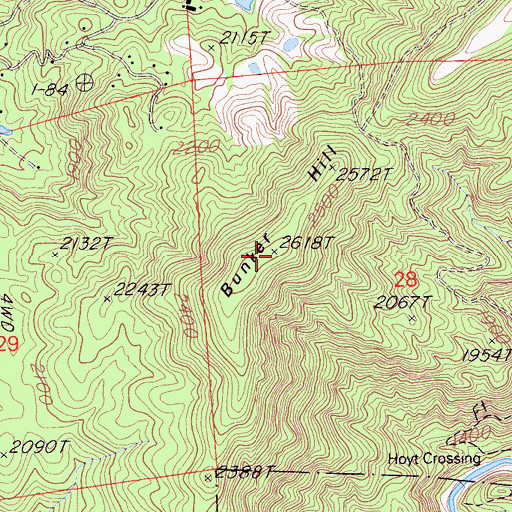Topographic Map of Bunker Hill, CA