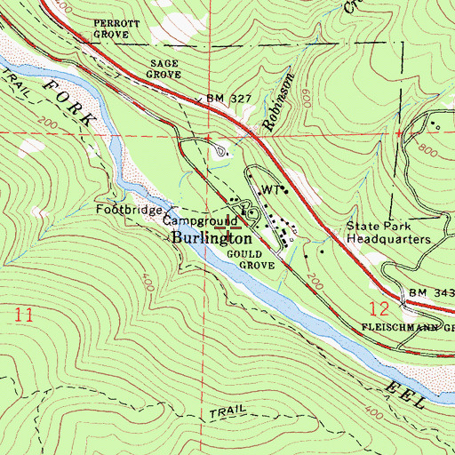 Topographic Map of Burlington, CA