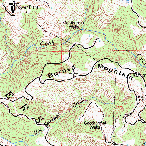 Topographic Map of Burned Mountain, CA