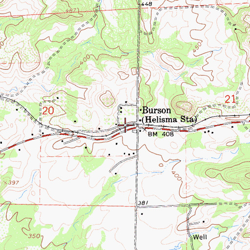 Topographic Map of Burson, CA
