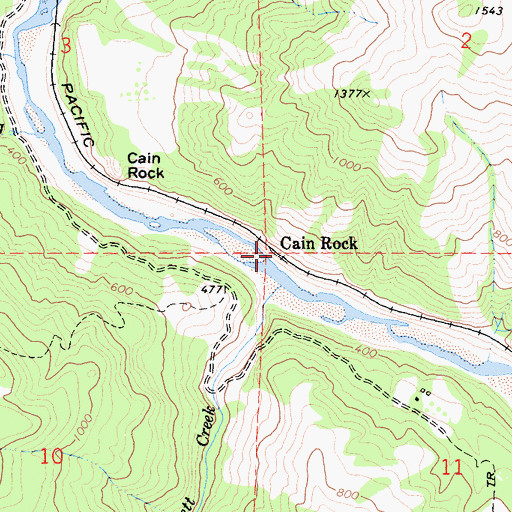 Topographic Map of Cain Rock, CA
