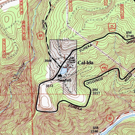 Topographic Map of Cal-Ida, CA