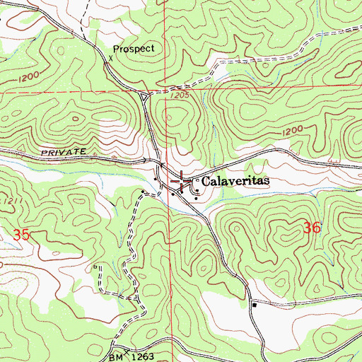Topographic Map of Calaveritas, CA