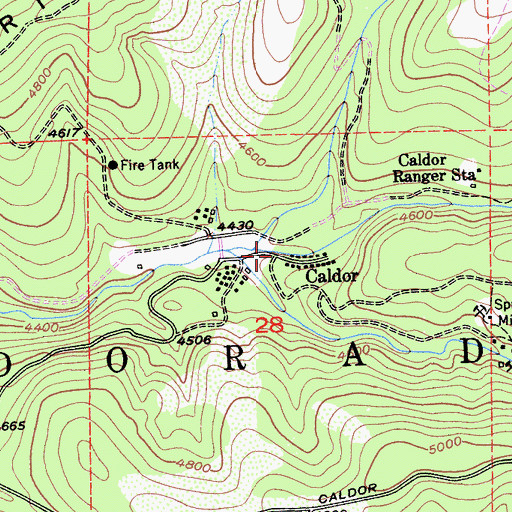 Topographic Map of Caldor, CA