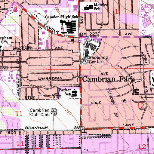 Topographic Map of Cambrian Park, CA