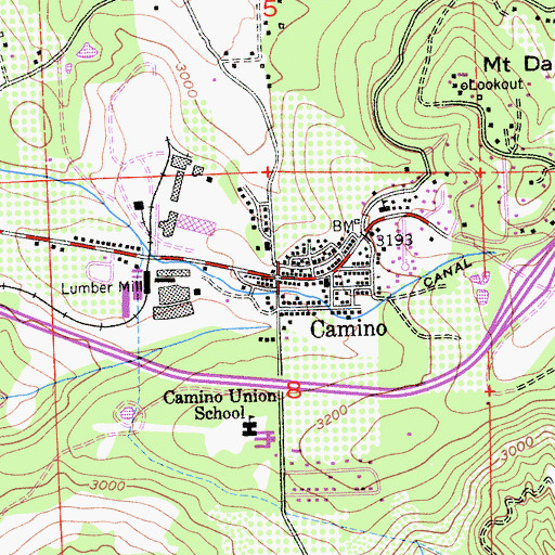 Topographic Map of Camino, CA