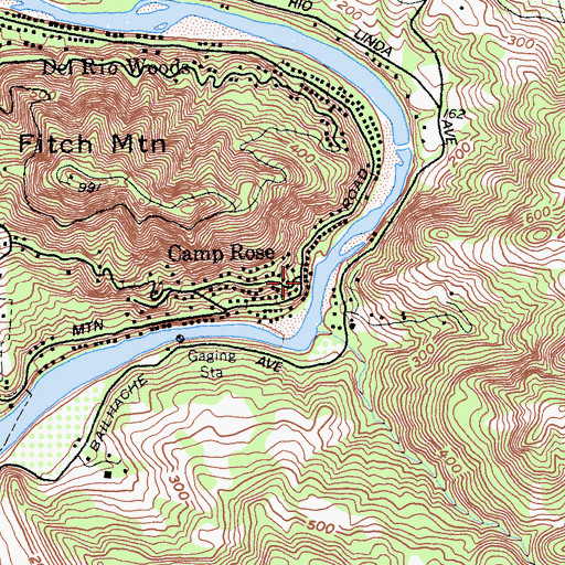 Topographic Map of Camp Rose, CA