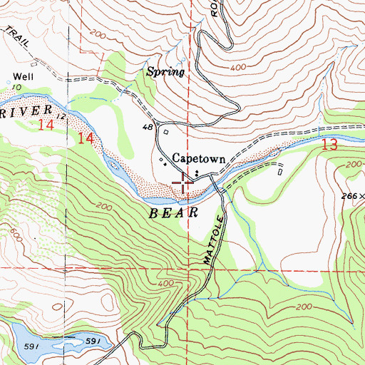 Topographic Map of Capetown, CA