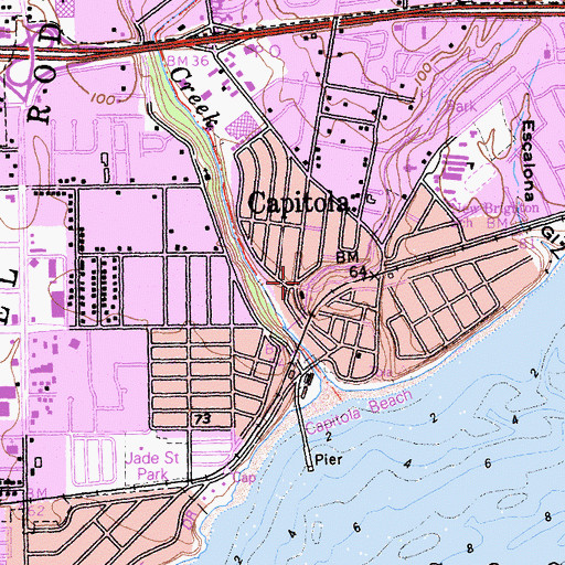 Topographic Map of Capitola, CA