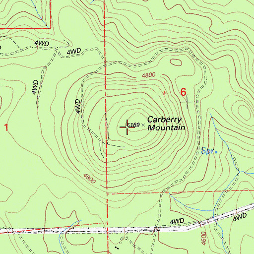 Topographic Map of Carberry Mountain, CA