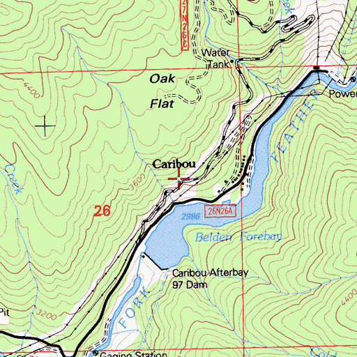 Topographic Map of Caribou, CA