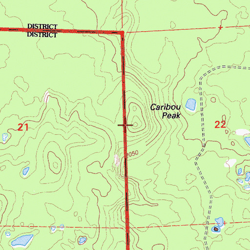 Topographic Map of Caribou Peak, CA