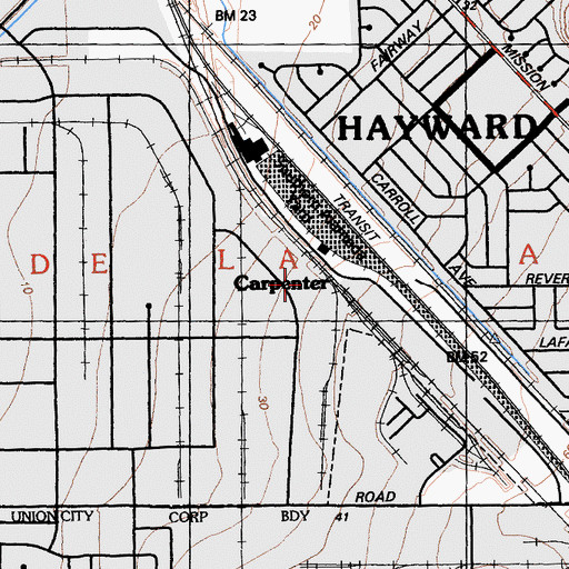 Topographic Map of Carpenter, CA