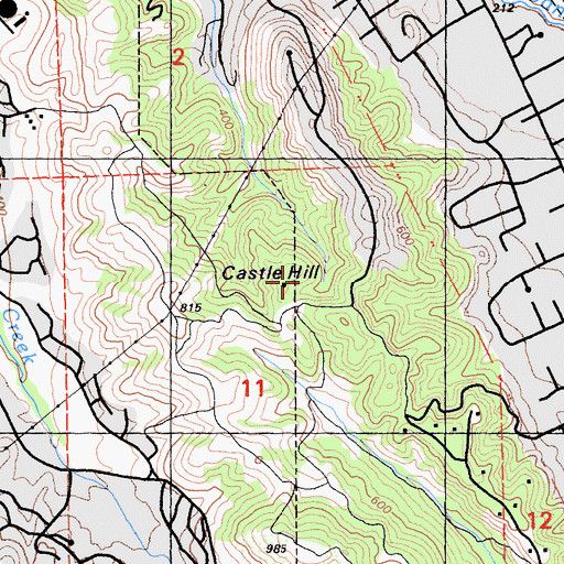 Topographic Map of Castle Hill, CA