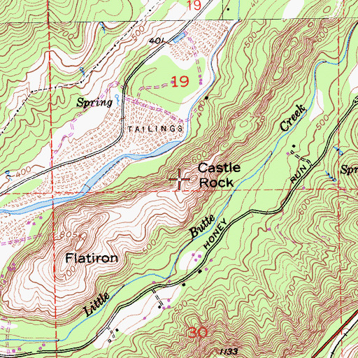 Topographic Map of Castle Rock, CA