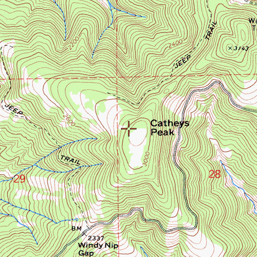 Topographic Map of Catheys Peak, CA