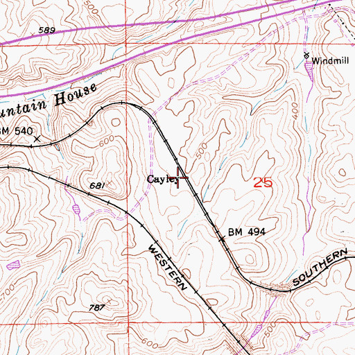 Topographic Map of Cayley, CA