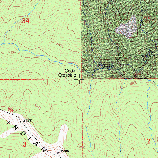 Topographic Map of Cedar Crossing, CA