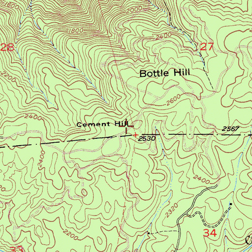 Topographic Map of Cement Hill, CA