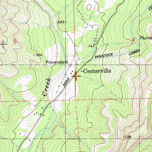 Topographic Map of Centerville, CA