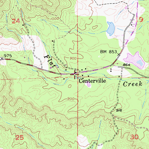 Topographic Map of Centerville, CA