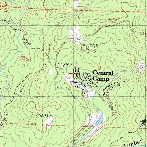Topographic Map of Central Camp, CA