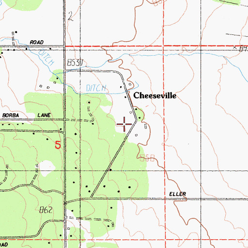 Topographic Map of Cheeseville, CA