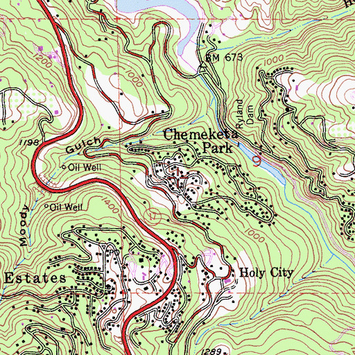 Topographic Map of Chemeketa Park, CA