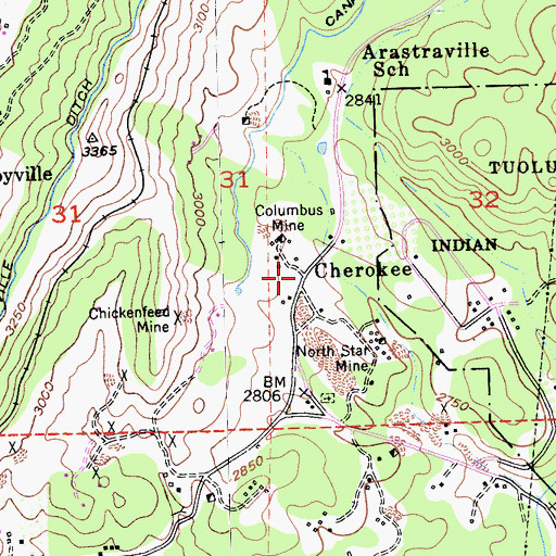 Topographic Map of Cherokee, CA