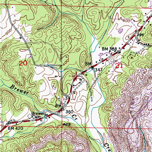 Topographic Map of Warrior Division, AL
