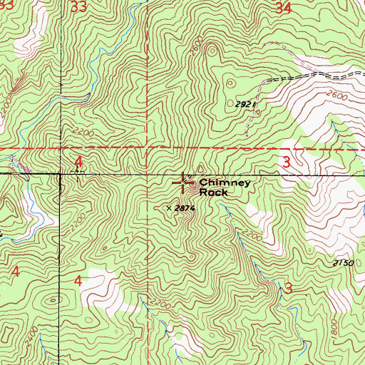 Topographic Map of Chimney Rock, CA