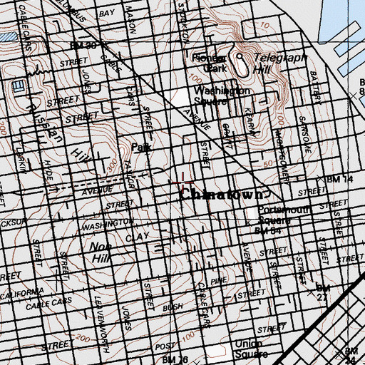 Topographic Map of Chinatown, CA