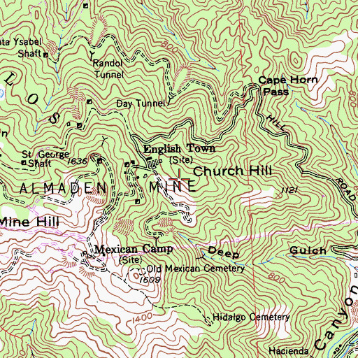 Topographic Map of Church Hill, CA