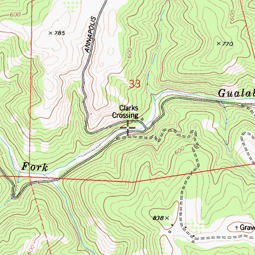 Topographic Map of Clarks Crossing, CA