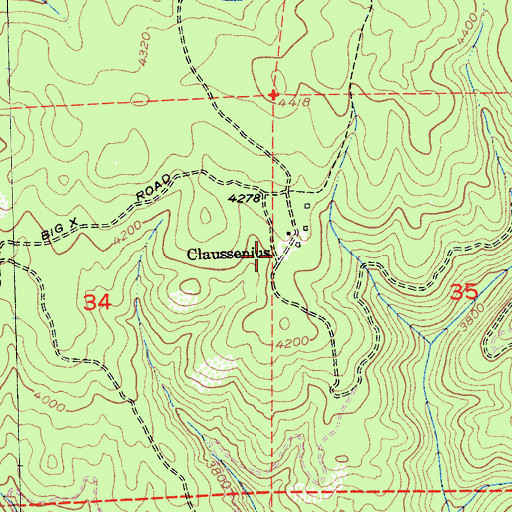 Topographic Map of Claussenius, CA