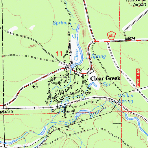 Topographic Map of Clear Creek, CA