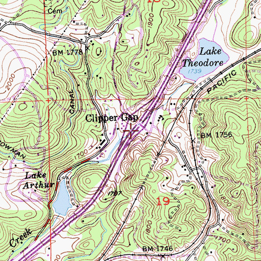 Topographic Map of Clipper Gap, CA