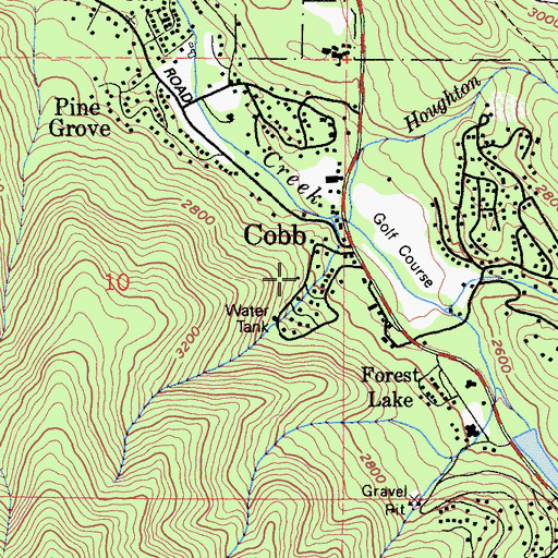 Topographic Map of Cobb, CA