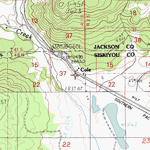 Topographic Map of Cole, CA