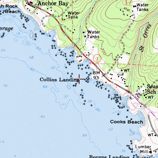 Topographic Map of Collins Landing, CA