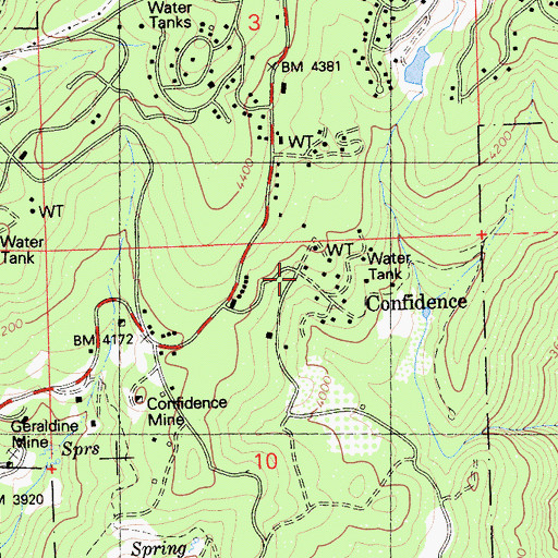 Topographic Map of Confidence, CA