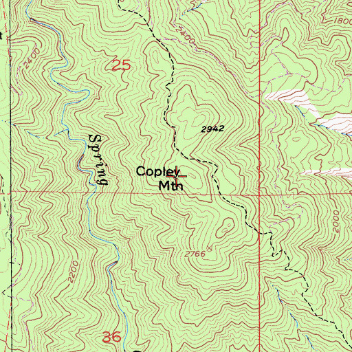 Topographic Map of Copley Mountain, CA